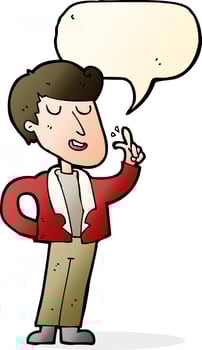 cartoon cool guy snapping fingers with speech bubble vector
