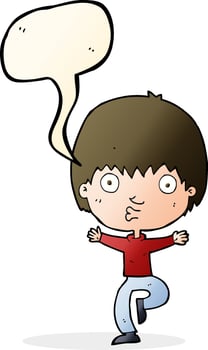 cartoon excited boy with speech bubble vector