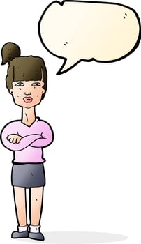 cartoon annoyed woman with speech bubble vector