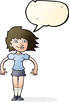 cartoon happy woman with speech bubble vector