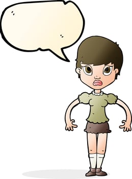 cartoon woman looking annoyed with speech bubble vector