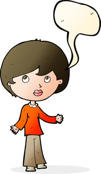cartoon woman thinking with speech bubble vector