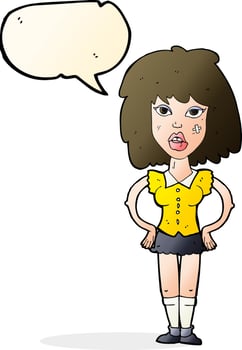 cartoon woman been in fight with speech bubble vector