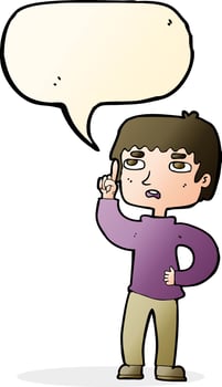 cartoon boy with question with speech bubble vector