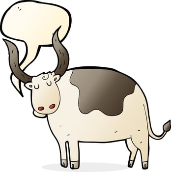 cartoon ox with speech bubble vector