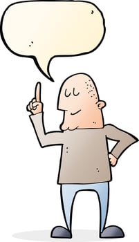 cartoon man pointing finger with speech bubble vector