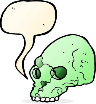 cartoon spooky skull with speech bubble vector