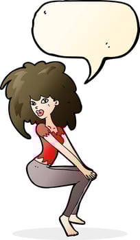 cartoon woman with big hair with speech bubble vector