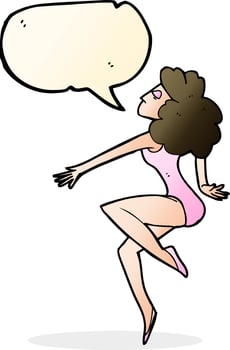 cartoon dancing woman with speech bubble vector