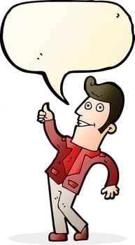 cartoon man giving thumbs up sign with speech bubble vector