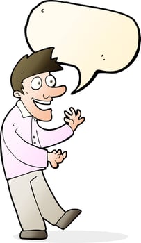 cartoon excited man with speech bubble vector