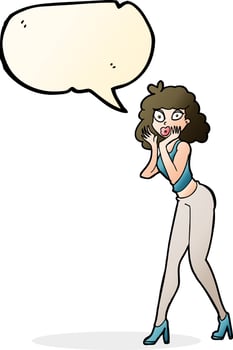 cartoon surprised woman with speech bubble vector