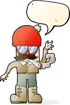 cartoon man smoking pot with speech bubble vector