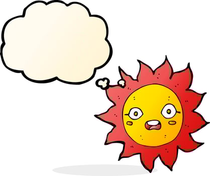 cartoon sun with thought bubble vector