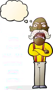 cartoon shocked old man with thought bubble vector