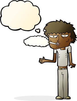 cartoon smoker with thought bubble vector