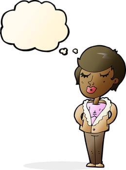 cartoon cool relaxed woman with thought bubble vector