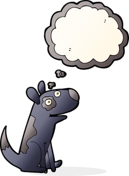 cartoon happy dog with thought bubble vector