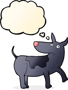 funny cartoon dog with thought bubble vector