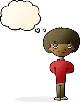 cartoon happy man with thought bubble vector