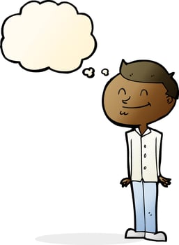 cartoon smiling man with thought bubble vector