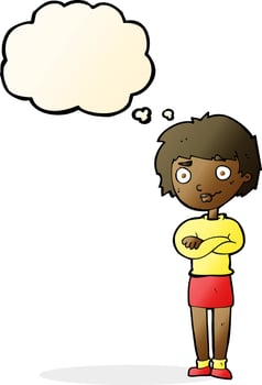 cartoon annoyed woman with thought bubble vector