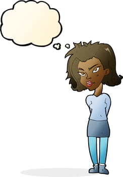 cartoon woman with thought bubble vector