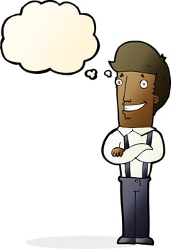 cartoon proud man with thought bubble vector