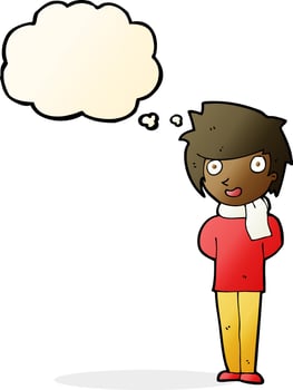 cartoon friendly man with thought bubble vector