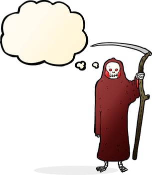 death cartoon with thought bubble vector