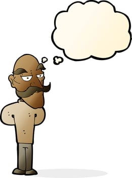 cartoon old man with mustache with thought bubble vector