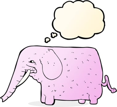 cartoon funny elephant with thought bubble vector