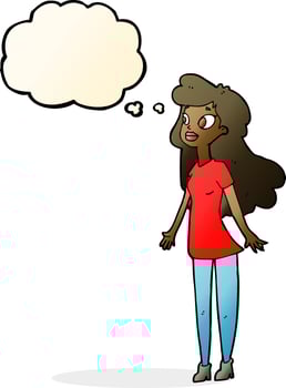 cartoon pretty girl with thought bubble vector