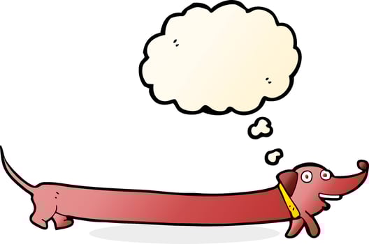 cartoon dachshund with thought bubble vector