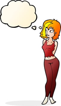 cartoon attractive girl with thought bubble vector