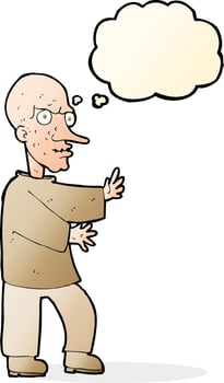 cartoon mean looking man with thought bubble vector