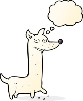 funny cartoon dog with thought bubble vector