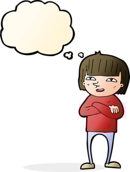 cartoon happy person with thought bubble vector