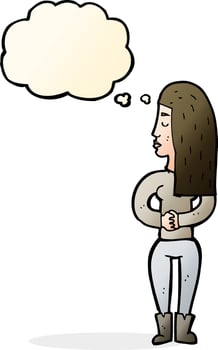 cartoon woman ignoring with thought bubble vector
