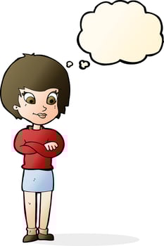 cartoon proud woman with thought bubble vector