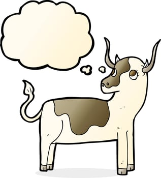 cartoon cow with thought bubble vector