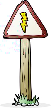 cartoon electrical warning sign vector