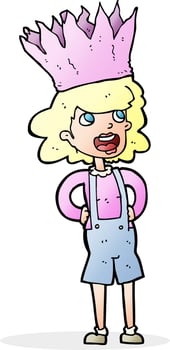 cartoon person wearing crown vector