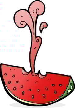 cartoon juicy squirting watermelon vector