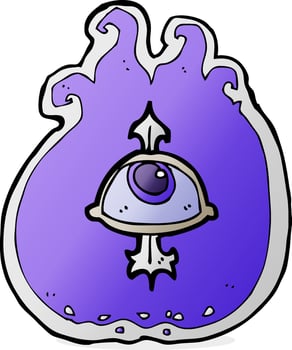 cartoon flaming eye symbol vector