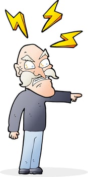 cartoon angry old man vector