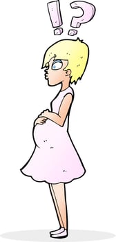 cartoon confused pregnant woman vector