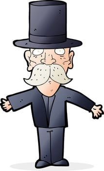 cartoon man wearing top hat vector