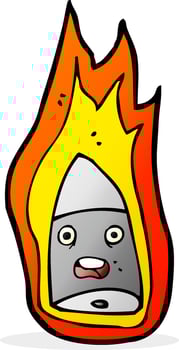 cartoon flaming bullet vector