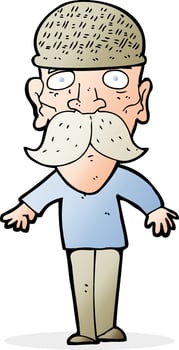 cartoon man wearing winter hat vector